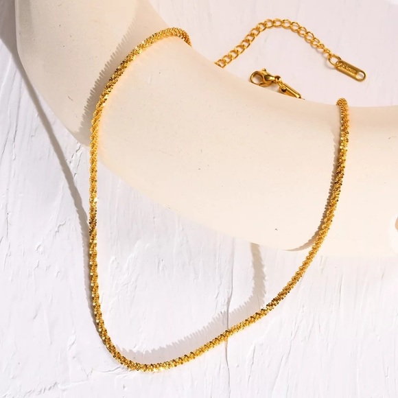 SHINY GOLD NECKLACE 925 STERLING SILVER - Picture 3 of 11